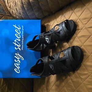 Easy Street Black Strappy Heels